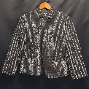 ⚫️⚪️Nine West Black & White Collarless Blazer Jacket Women's Size 8